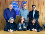 Mercè Gisbert i Mireia Usart amb acadèmics de la Universidad de la Frontera, Xile