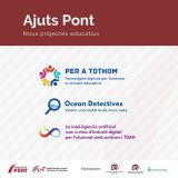 Imatge promocional amb els tres logos dels projectes Pont concedits pel curs 2024-25.