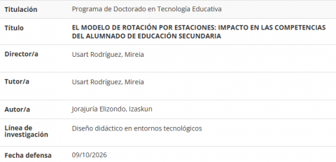 Izaskun Jorajuria Elizondo defensarà la seva tesi doctoral sobre el model de rotació per estacions.