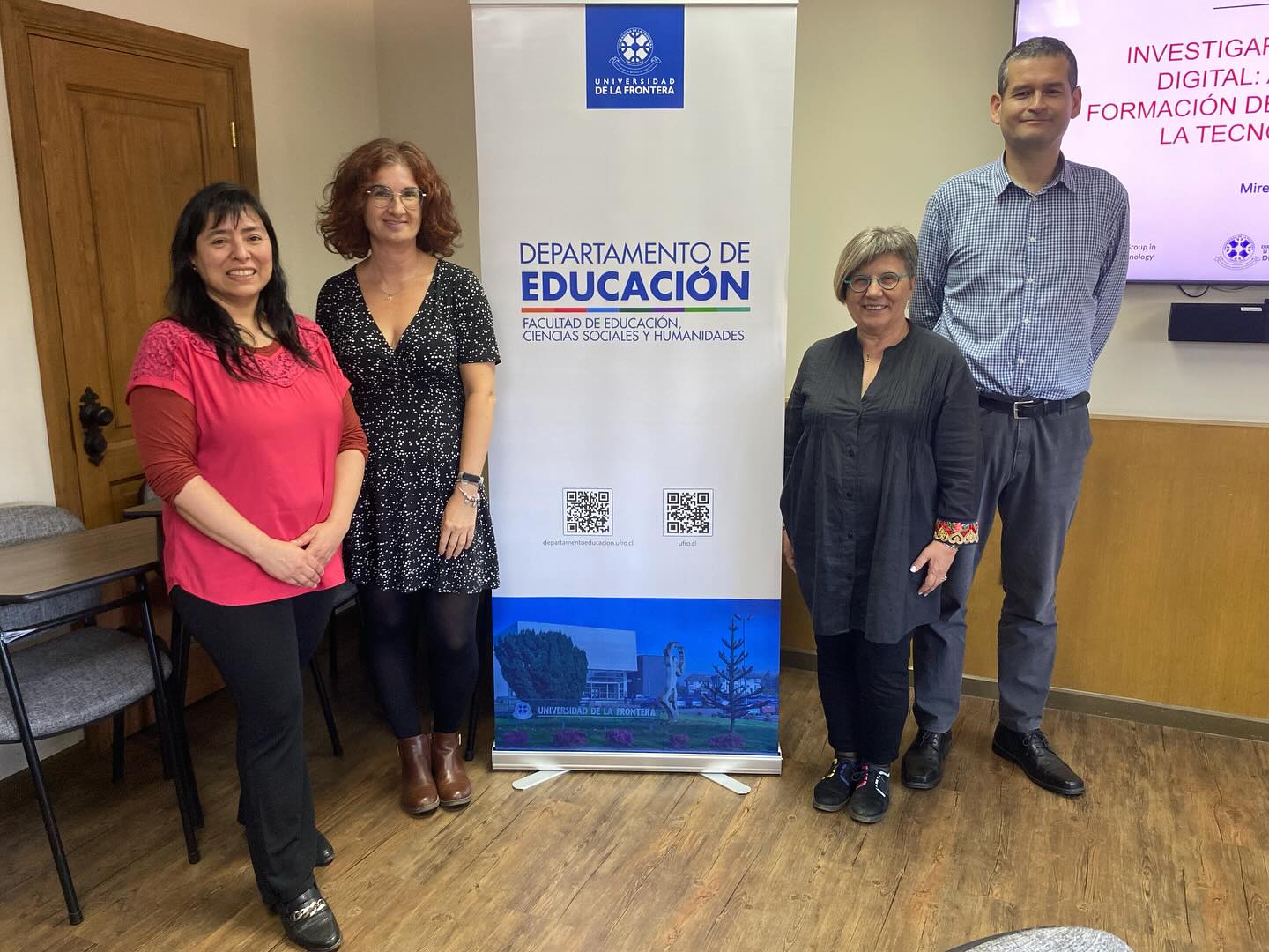 D'esquerra a dreta; Dra. Miriam León, Dra. Mireia Usart, Dra. Mercè Gisbert i Dr. Cristian Cerda en la UFRO.